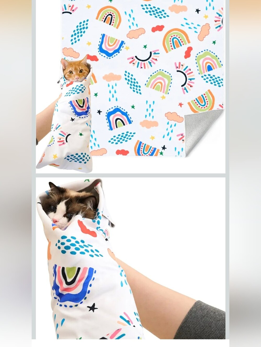 21.7'' Cat Grooming Wrap for Cutting Nails Self-Adhesive Soft Polyester Large